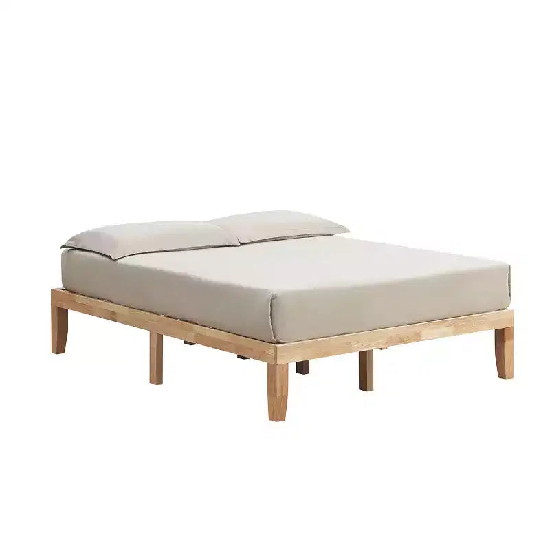 Cadre de lit en bois Costway Queen Size 14 po avec plate-forme à matelas et lattes de support en bois EspressoNaturel