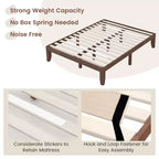 Cadre de lit en bois Costway Queen Size 14 po avec plate-forme à matelas et lattes de support en bois EspressoNaturel