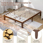 Cadre de lit en bois Costway Queen Size 14 po avec plate-forme à matelas et lattes de support en bois EspressoNaturel