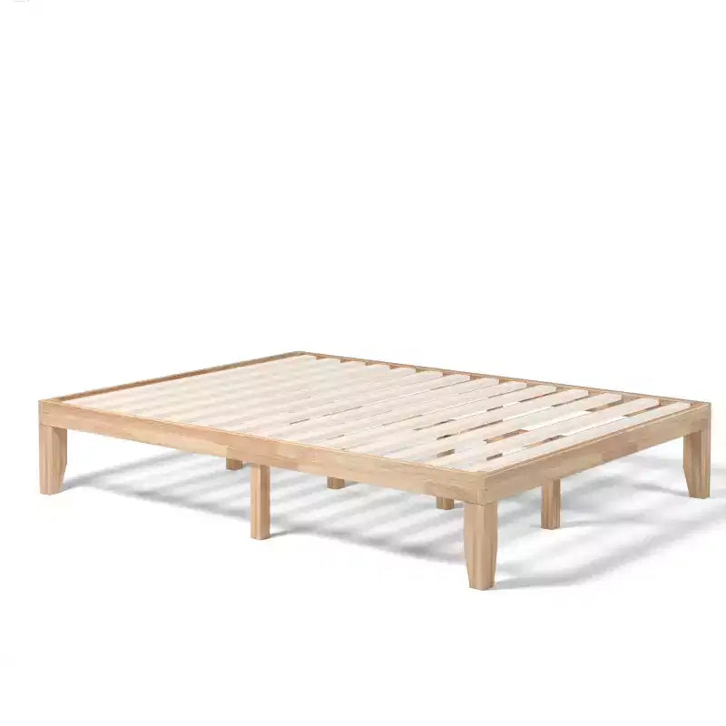 Cadre de lit en bois Costway Queen Size 14 po avec plate-forme à matelas et lattes de support en bois EspressoNaturel