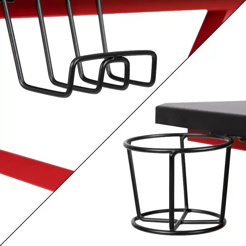 Bureau gaming ergonomique Flash Furniture avec porte-gobelet et crochet pour casque