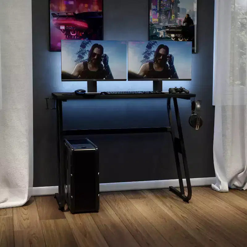 Bureau gaming ergonomique Flash Furniture avec porte-gobelet et crochet pour casque