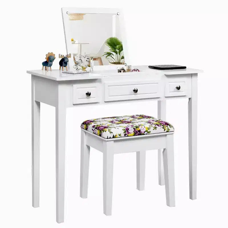 Coiffeuse Costway avec miroir relevable et 7 compartiments