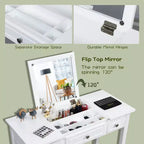 Coiffeuse Costway avec miroir relevable et 7 compartiments