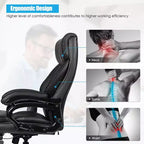 Chaise de Bureau Grande Taille Costway 500 livres avec Massage 6 Points, Siège Large et Accoudoirs Rembourrés