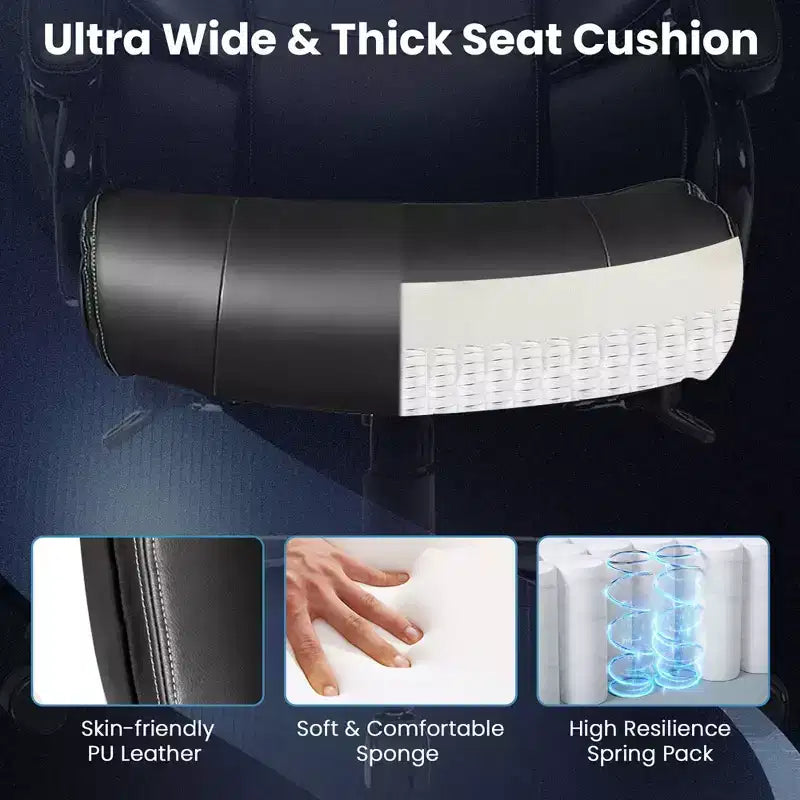 Chaise de Bureau Grande Taille Costway 500 livres avec Massage 6 Points, Siège Large et Accoudoirs Rembourrés