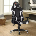 Chaise de Massage et de Gaming Inclinable et Pivotante Costway avec Soutien Lombaire Blanche\Bleue\Grise\Rouge