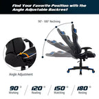 Chaise de Massage et de Gaming Inclinable et Pivotante Costway avec Soutien Lombaire Blanche\Bleue\Grise\Rouge
