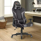 Chaise de bureau de jeu de massage inclinable et pivotante Costway avec support lombaire