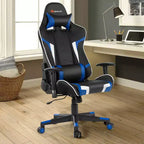 Chaise de bureau de jeu de massage inclinable et pivotante Costway avec support lombaire