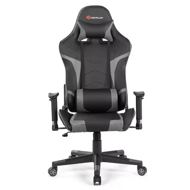 Chaise de bureau de jeu de massage inclinable et pivotante Costway avec support lombaire