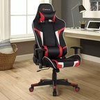 Chaise de bureau de jeu de massage inclinable et pivotante Costway avec support lombaire