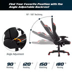 Chaise de bureau de jeu de massage inclinable et pivotante Costway avec support lombaire