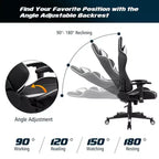 Chaise de bureau de jeu de massage inclinable et pivotante Costway avec support lombaire