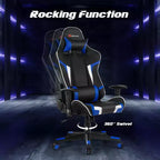 Chaise de bureau de jeu de massage inclinable et pivotante Costway avec support lombaire