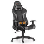 Chaise de bureau de jeu de massage inclinable et pivotante Costway avec support lombaire