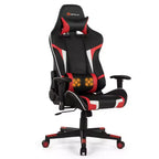 Chaise de bureau de jeu de massage inclinable et pivotante Costway avec support lombaire