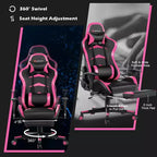 Chaise de bureau de massage gamer inclinable et pivotante Costway Racing avec repose-pieds