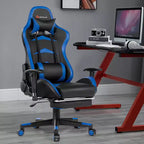 Chaise de bureau de massage gamer inclinable et pivotante Costway Racing avec repose-pieds