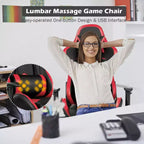 Chaise de bureau de massage gamer inclinable et pivotante Costway Racing avec repose-pieds