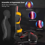 Chaise de bureau de massage gamer inclinable et pivotante Costway Racing avec repose-pieds
