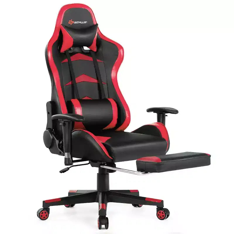 Chaise de bureau de massage gamer inclinable et pivotante Costway Racing avec repose-pieds