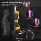 Chaise de bureau de massage gamer inclinable et pivotante Costway Racing avec repose-pieds