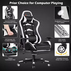 Chaise de bureau de massage gamer inclinable et pivotante Costway Racing avec repose-pieds