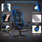 Chaise de bureau de massage gamer inclinable et pivotante Costway Racing avec repose-pieds