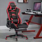 Chaise de bureau de massage gamer inclinable et pivotante Costway Racing avec repose-pieds