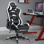 Costway Chaise de bureau gamer inclinable et pivotante avec repose-pieds de massage