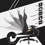 Costway Chaise de bureau gamer inclinable et pivotante avec repose-pieds de massage