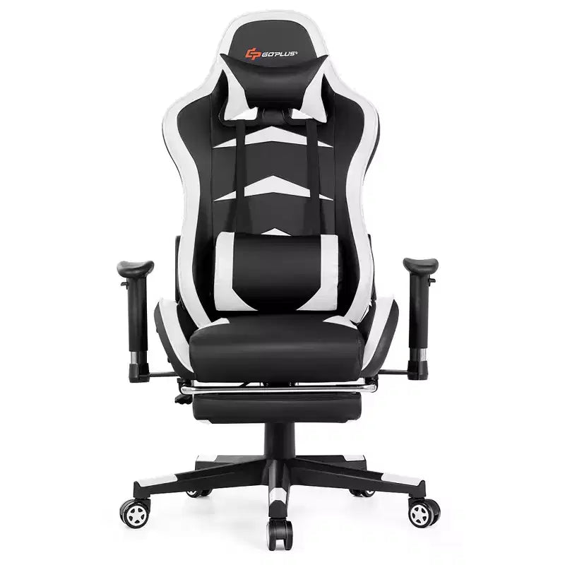Costway Chaise de bureau gamer inclinable et pivotante avec repose-pieds de massage