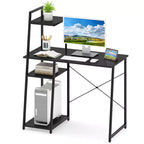 Bureau informatique Costway avec étagères Bureau d'étude avec bibliothèque Naturel/Marron