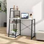 Bureau informatique Costway avec étagères Bureau d'étude avec bibliothèque Naturel/Marron