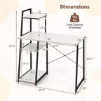 Bureau informatique Costway avec étagères Bureau d'étude avec bibliothèque Naturel/Marron