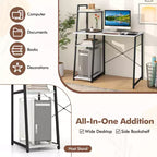 Bureau informatique Costway avec étagères Bureau d'étude avec bibliothèque Naturel/Marron