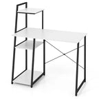 Bureau informatique Costway avec étagères Bureau d'étude avec bibliothèque Naturel/Marron