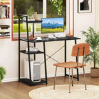 Bureau informatique Costway avec étagères Bureau d'étude avec bibliothèque Naturel/Marron