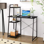 Bureau informatique Costway avec étagères Bureau d'étude avec bibliothèque Naturel/Marron