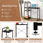 Bureau informatique Costway avec étagères Bureau d'étude avec bibliothèque Naturel/Marron