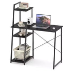 Bureau informatique Costway avec étagères Bureau d'étude avec bibliothèque Naturel/Marron