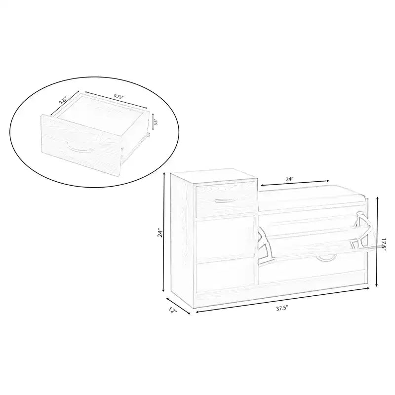 Banc de rangement à chaussures en bois Basicwise avec coussin pour entrée