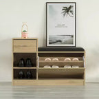 Banc de rangement à chaussures en bois Basicwise avec coussin pour entrée