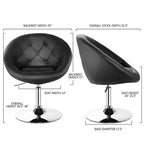 Costway 1PC Chaise d'appoint moderne pivotante réglable avec dossier capitonné rond en cuir PU