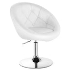 Costway 1PC Chaise d'appoint moderne pivotante réglable avec dossier capitonné rond en cuir PU