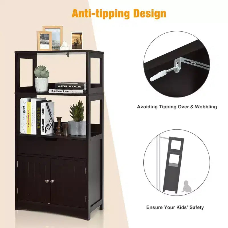 Meuble de Rangement Salle de Bain Costway avec Tiroir Étagère Armoire Meuble Bas