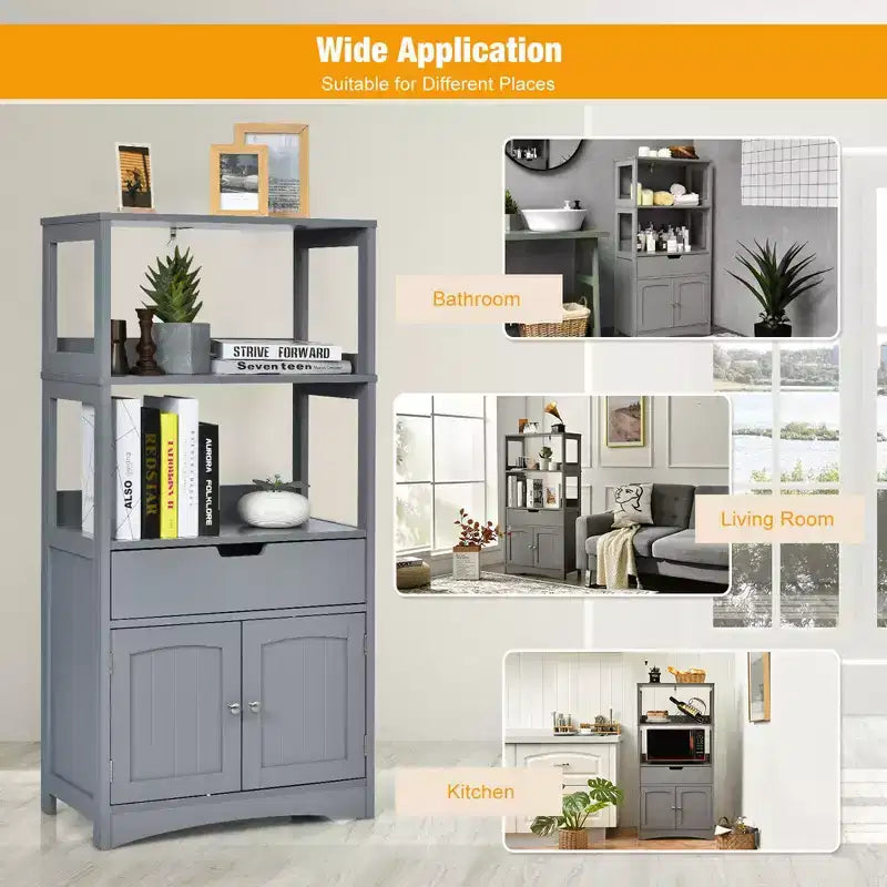 Meuble de Rangement Salle de Bain Costway avec Tiroir Étagère Armoire Meuble Bas