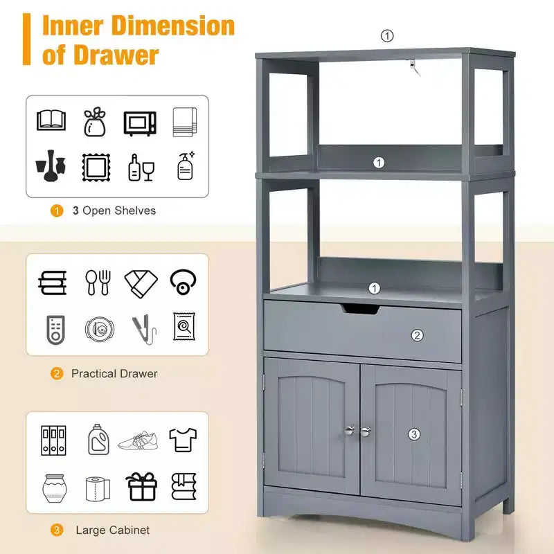 Meuble de Rangement Salle de Bain Costway avec Tiroir Étagère Armoire Meuble Bas