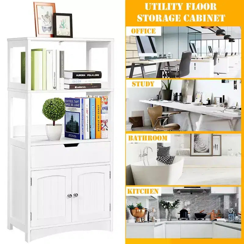 Meuble de Rangement Salle de Bain Costway avec Tiroir Étagère Armoire Meuble Bas